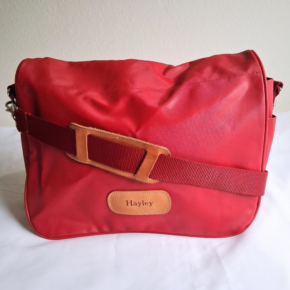 Jon Hart Red Messenger Crossbody Bag with Adjustable Strap